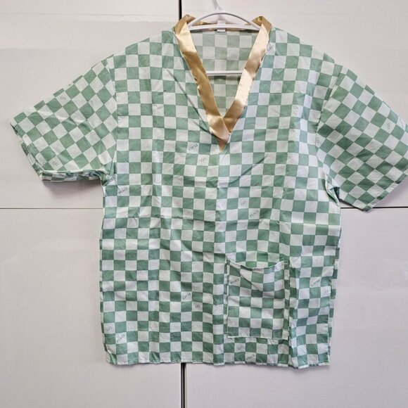 Go Place Spa Medium Shorts Pyjamas Lounge Set 2 Piece Checkered Short Sleeve - Picture 2 of 8